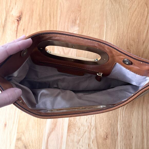 MICHAEL Michael Kors Raffia Top Handle Berkley Clutch Gold Tone Hardwear - Picture 5 of 9